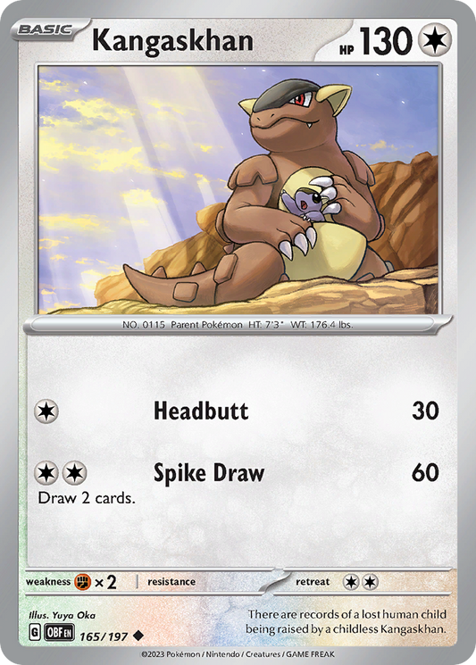 Kangaskhan - 165/197 - Normal - NM - Uncommon - Obsidian Flames