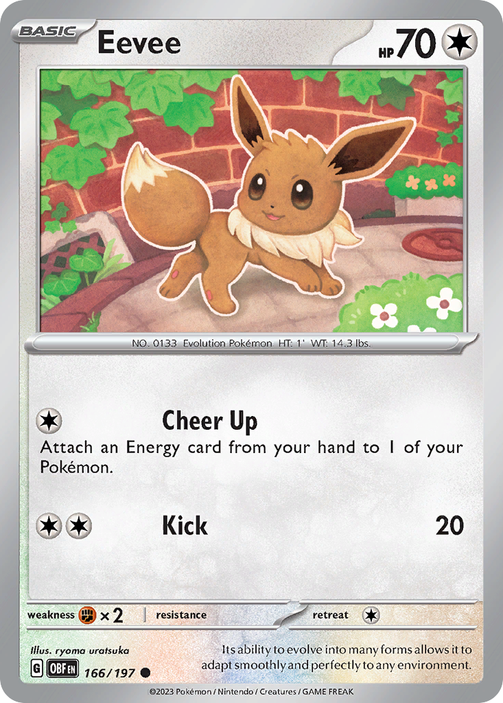 Eevee - 166/197 - Normal - NM - Common - Obsidian Flames