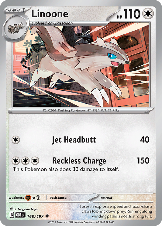 Linoone - 168/197 - Normal - NM - Uncommon - Obsidian Flames