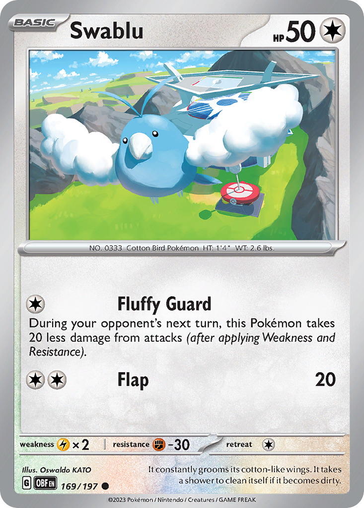 Swablu - 169/197 - Normal - NM - Common - Obsidian Flames