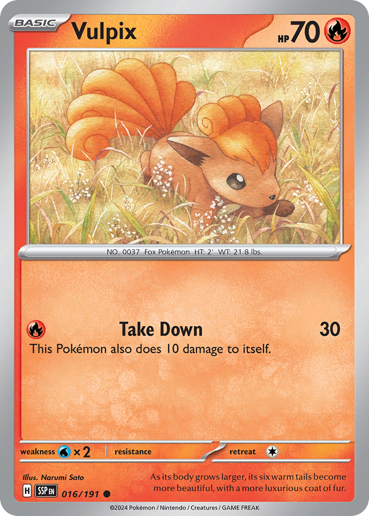 Vulpix - 16/191 - Reverse Holofoil - NM - Common - Surging Sparks