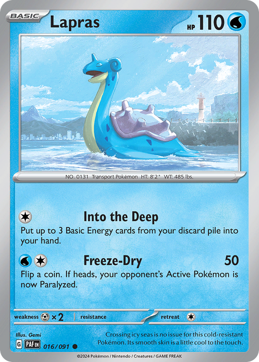 Lapras - 16/91 - Reverse Holofoil - NM - Common - Paldean Fates