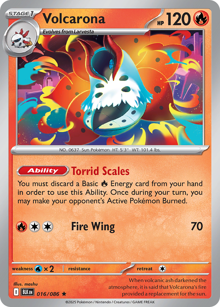 Volcarona - 16/86 - Holofoil - NM - Rare - Black Bolt