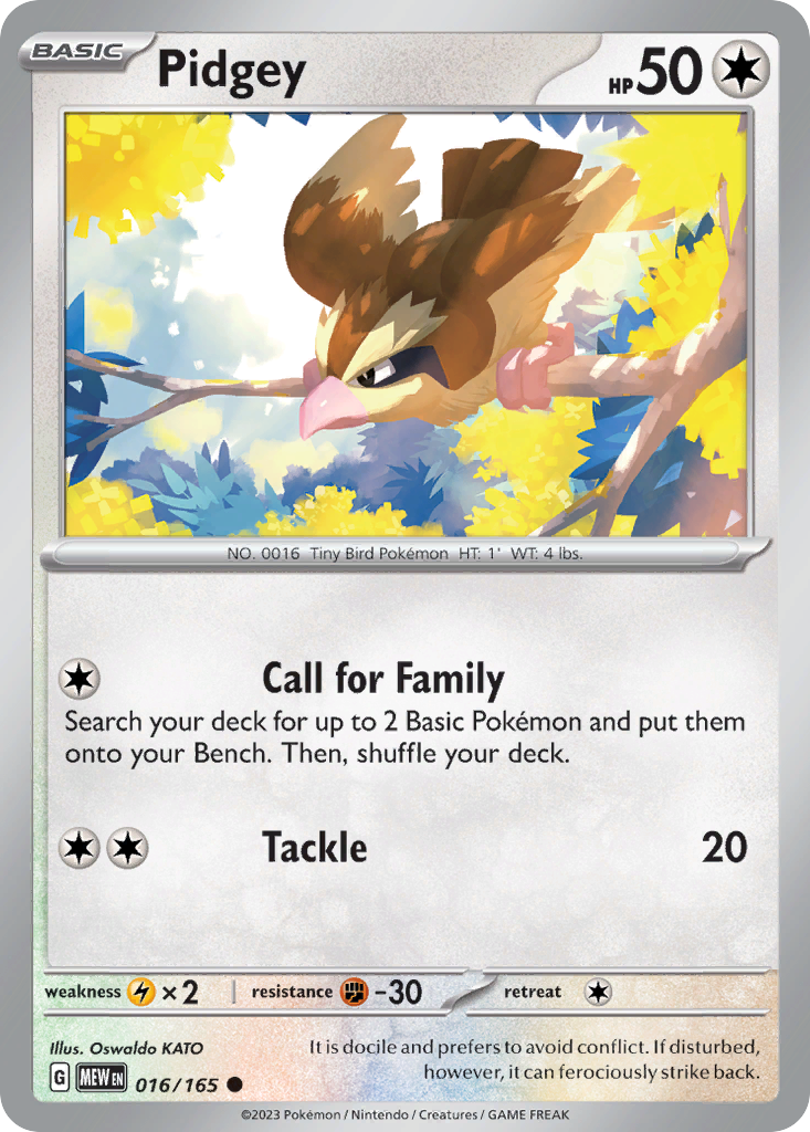 Pidgey - 16/165 - Reverse Holofoil - NM - Common - 151