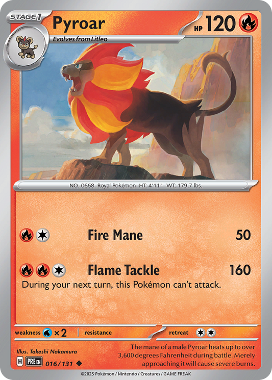 Pyroar - 16/131 - Normal - NM - Uncommon - Prismatic Evolutions