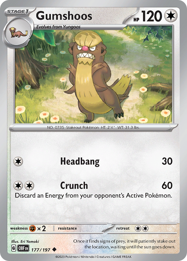 Gumshoos - 177/197 - Normal - NM - Uncommon - Obsidian Flames