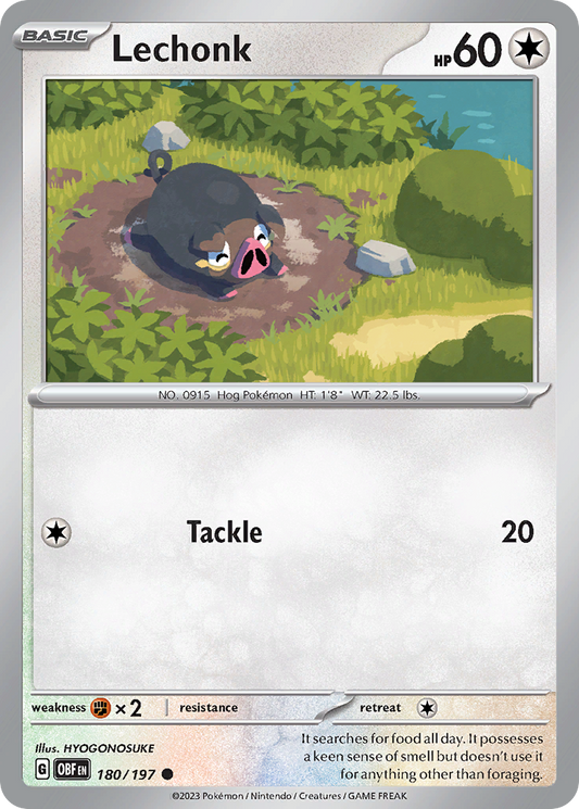 Lechonk - 180/197 - Normal - NM - Common - Obsidian Flames