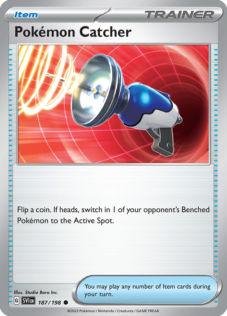 Pokémon Catcher - 187/198 - Reverse Holofoil - NM - Common - Scarlet & Violet