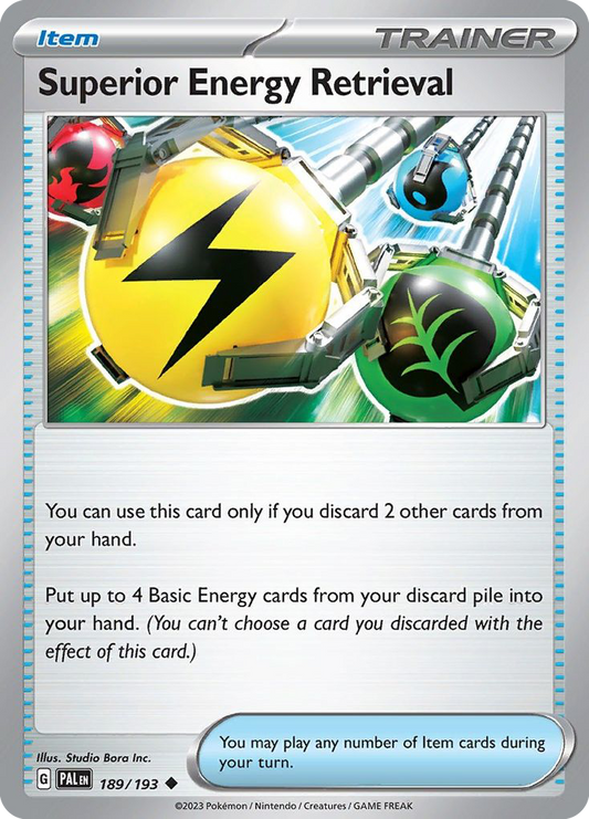 Superior Energy Retrieval - 189/193 - Reverse Holofoil - NM - Uncommon - Paldea Evolved