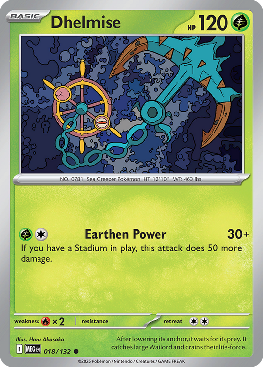 Dhelmise - 18/132 - Reverse Holofoil - NM - Common - Mega Evolution