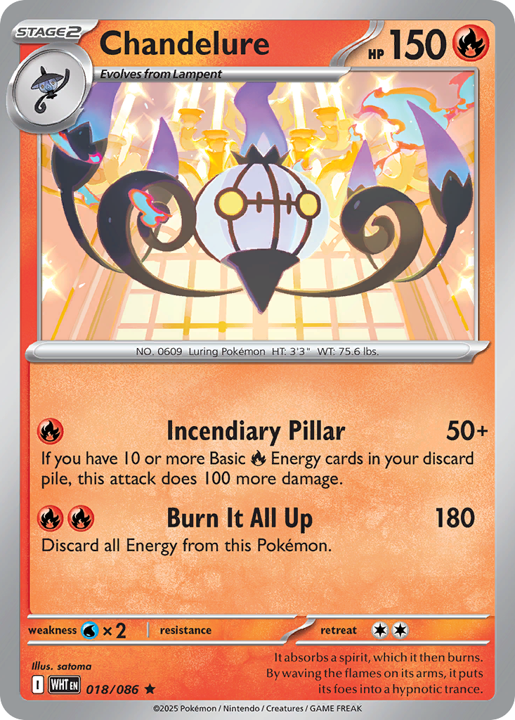 Chandelure - 18/86 - Holofoil - NM - Rare - White Flare
