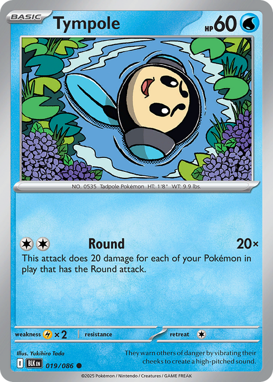 Tympole - 19/86 - Reverse Holofoil - NM - Common - Black Bolt