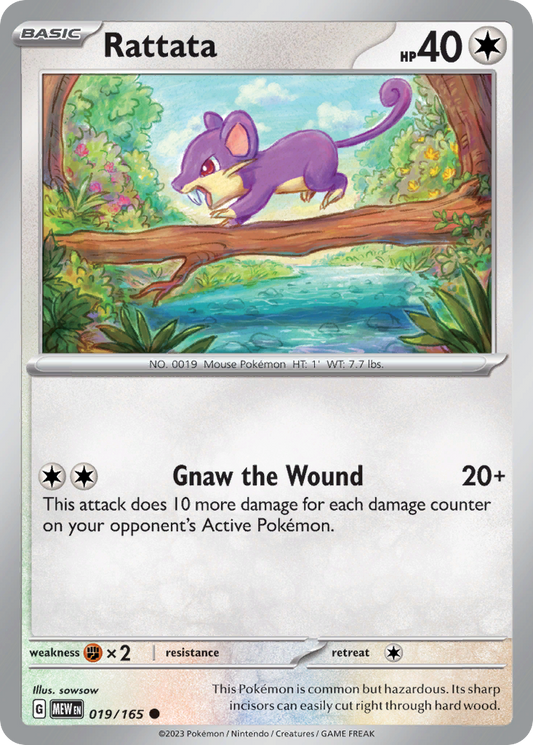 Rattata - 19/165 - Reverse Holofoil - NM - Common - 151