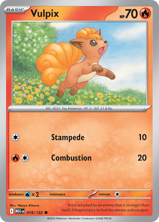 Vulpix - 19/132 - Reverse Holofoil - NM - Common - Mega Evolution