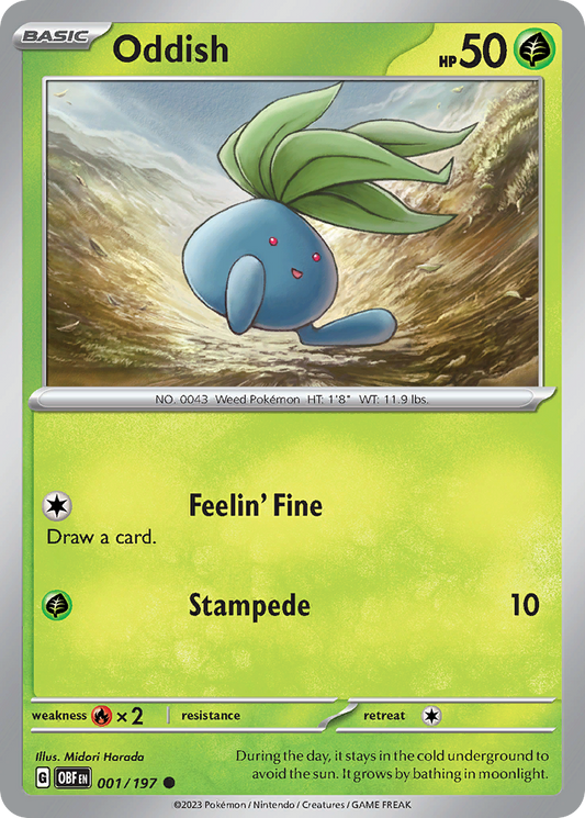 Oddish - 1/197 - Reverse Holofoil - NM - Common - Obsidian Flames