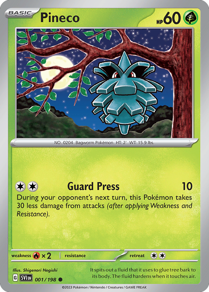 Pineco - 1/198 - Reverse Holofoil - NM - Common - Scarlet & Violet