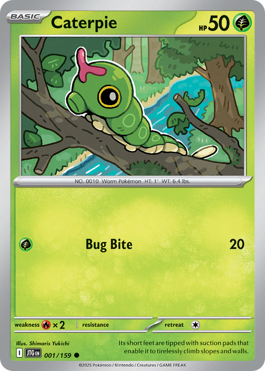 Caterpie - 1/159 - Reverse Holofoil - NM - Common - Journey Together