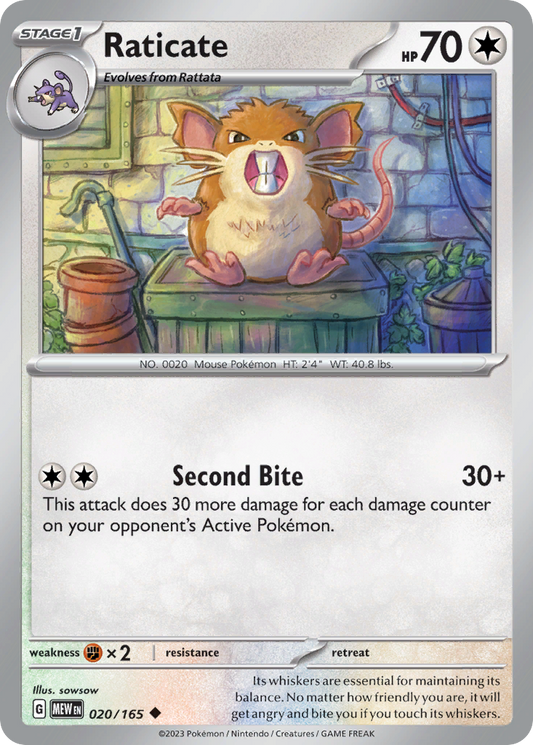 Raticate - 20/165 - Normal - NM - Uncommon - 151