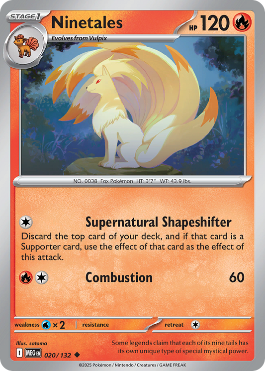 Ninetales - 20/132 - Reverse Holofoil - NM - Uncommon - Mega Evolution