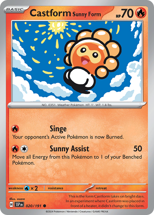 Castform Sunny Form - 20/191 - Reverse Holofoil - NM - Common - Surging Sparks