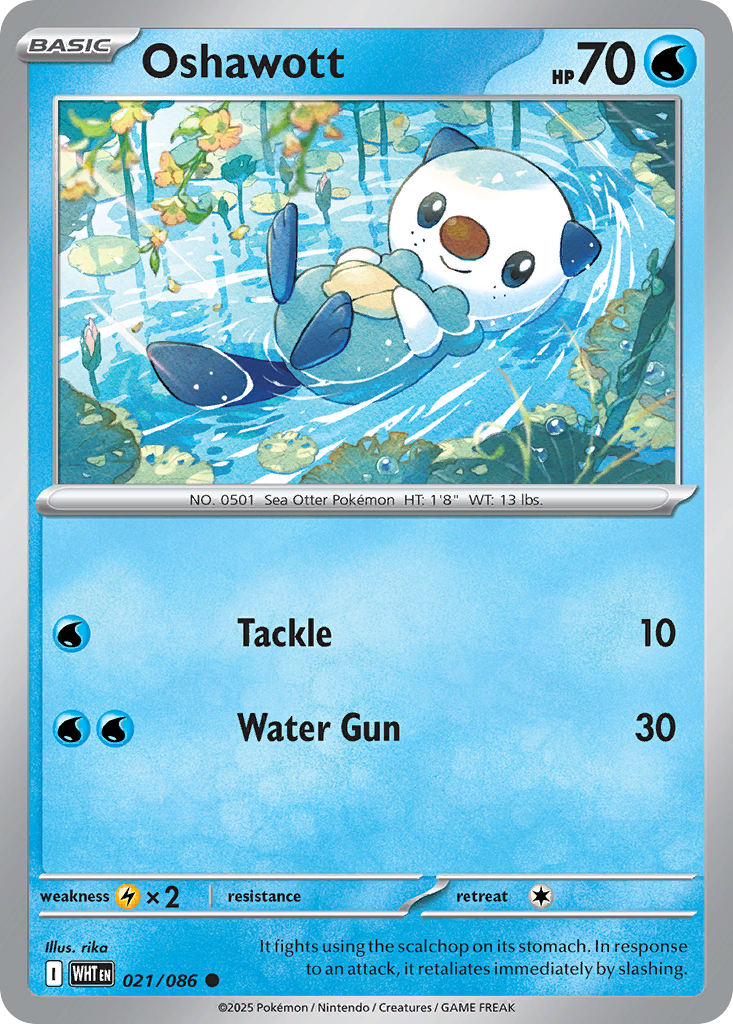 Oshawott - 21/86 - Normal - NM - Common - White Flare