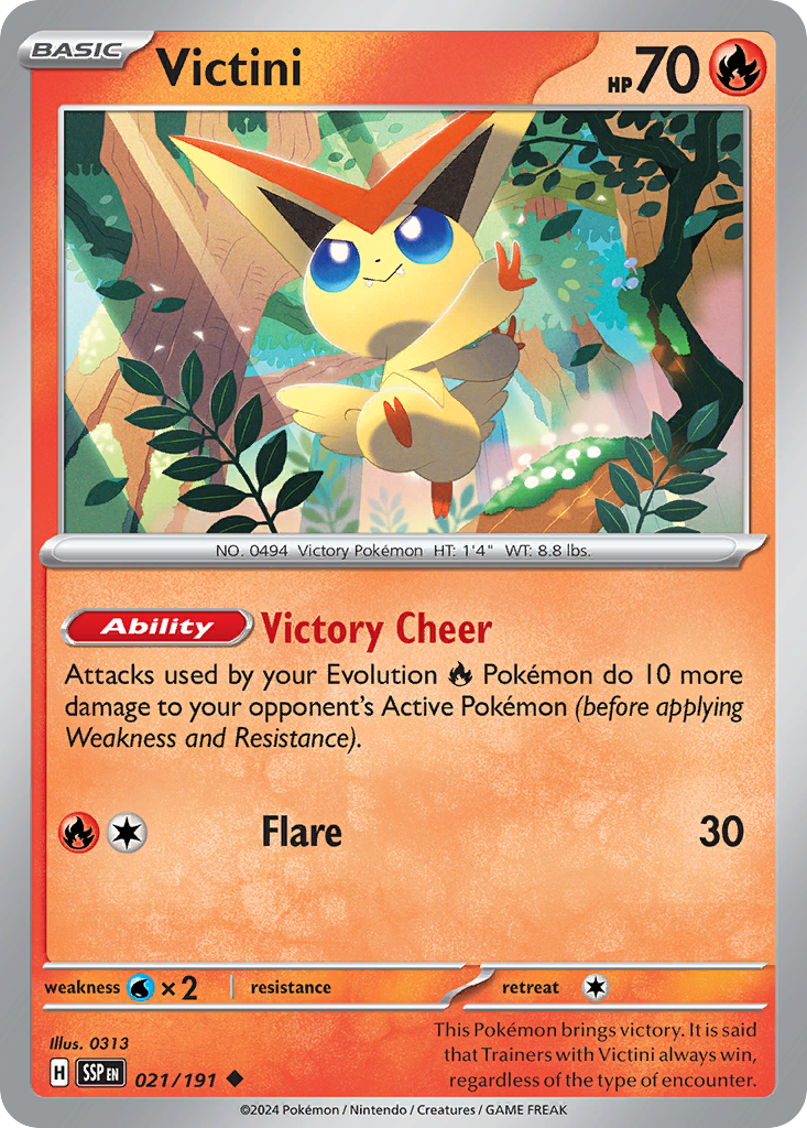 Victini - 21/191 - Reverse Holofoil - NM - Uncommon - Surging Sparks