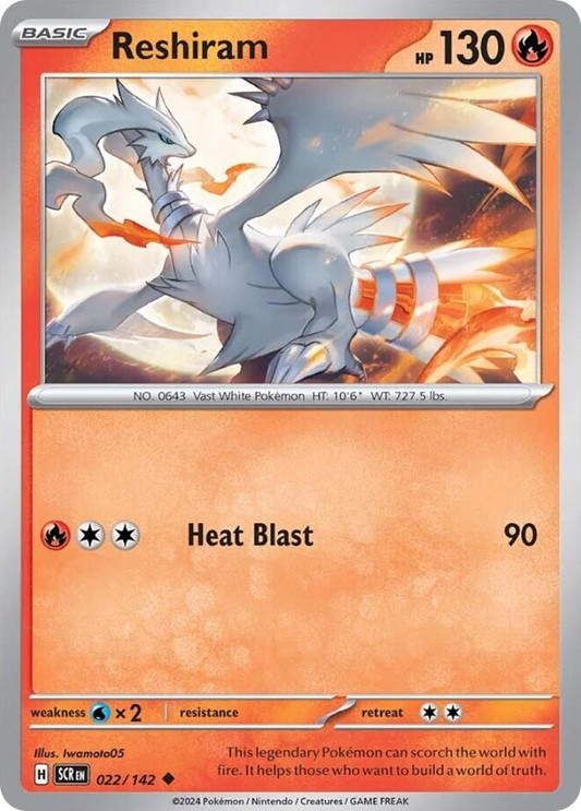 Reshiram - 22/142 - Reverse Holofoil - NM - Uncommon - Stellar Crown