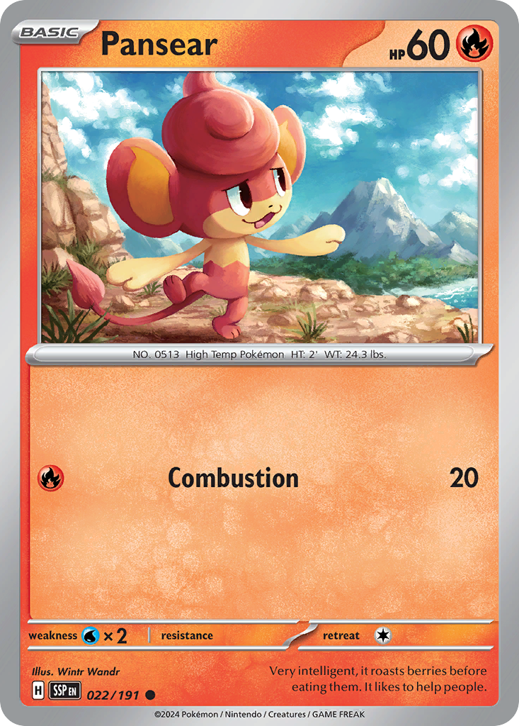 Pansear - 22/191 - Reverse Holofoil - NM - Common - Surging Sparks