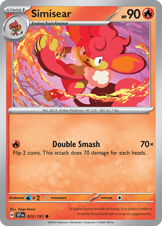 Simisear - 23/191 - Reverse Holofoil - NM - Common - Surging Sparks