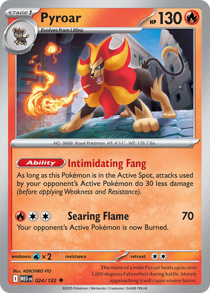 Pyroar - 24/132 - Normal - NM - Uncommon - Mega Evolution