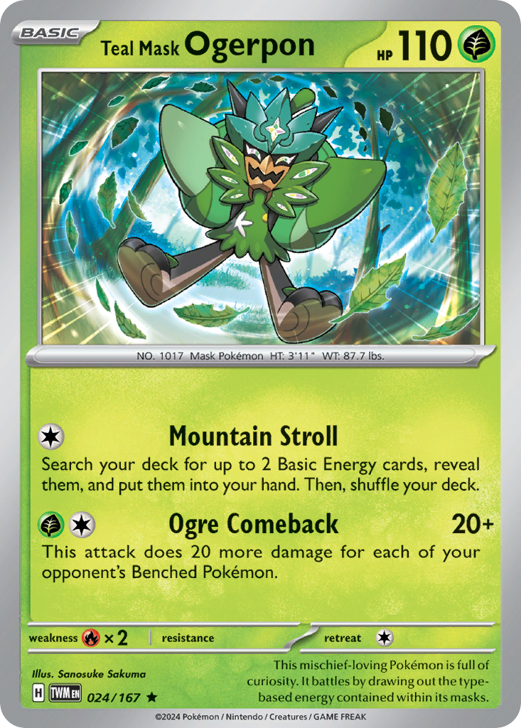 Teal Mask Ogerpon - 24/167 - Holofoil - NM - Rare - Twilight Masquerade