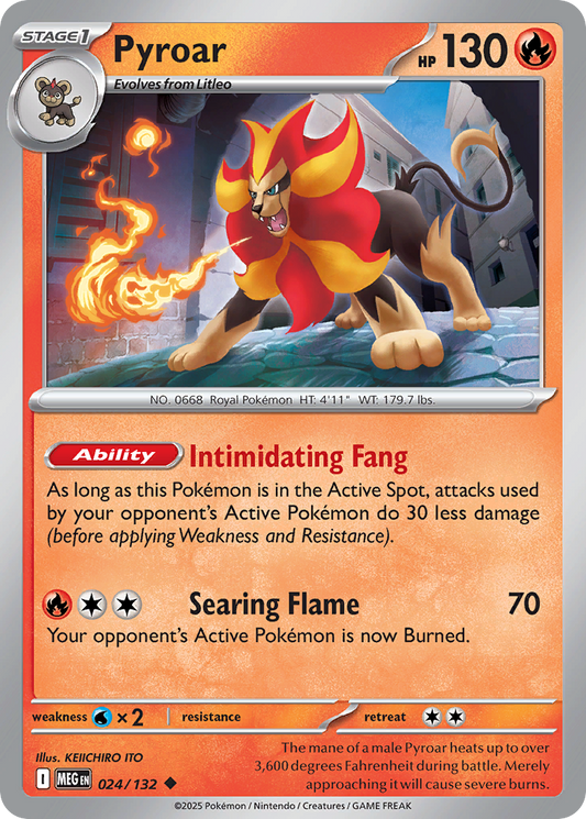 Pyroar - 24/132 - Reverse Holofoil - NM - Uncommon - Mega Evolution