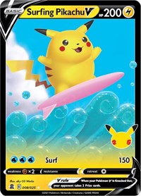 Surfing Pikachu V - 8/25 - Holofoil - NM - Ultra Rare - Celebrations