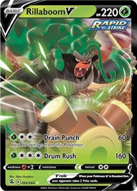 Rillaboom V - 22/284 - Holofoil - NM - Ultra Rare - SWSH08: Fusion Strike