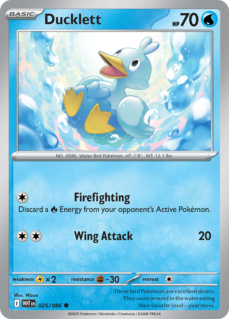 Ducklett - 25/86 - Reverse Holofoil - NM - Common - White Flare