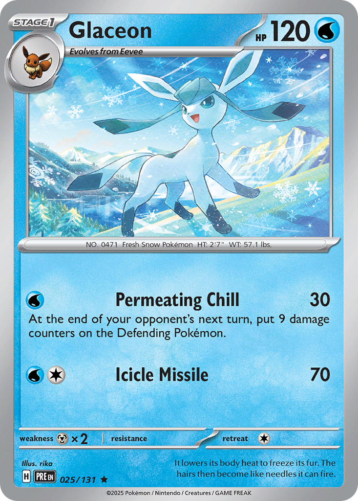Glaceon - 25/131 - Holofoil - NM - Rare - Prismatic Evolutions