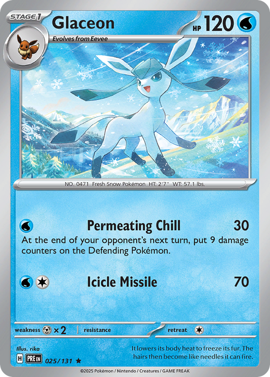 Glaceon - 25/131 - Holofoil - NM - Rare - Prismatic Evolutions
