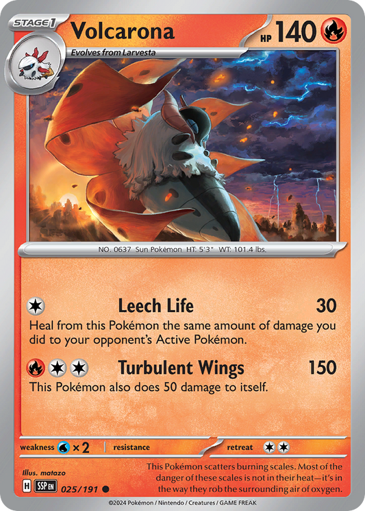 Volcarona - 25/191 - Reverse Holofoil - NM - Common - Surging Sparks