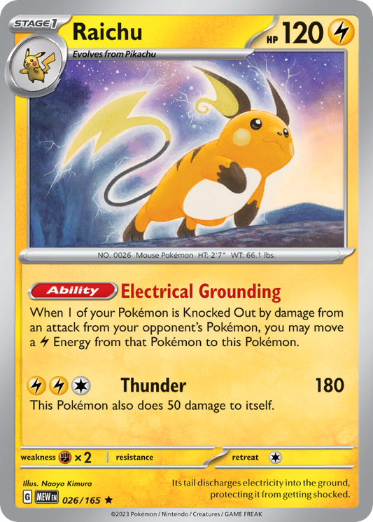 Raichu - 26/165 - Holofoil - NM - Rare - 151