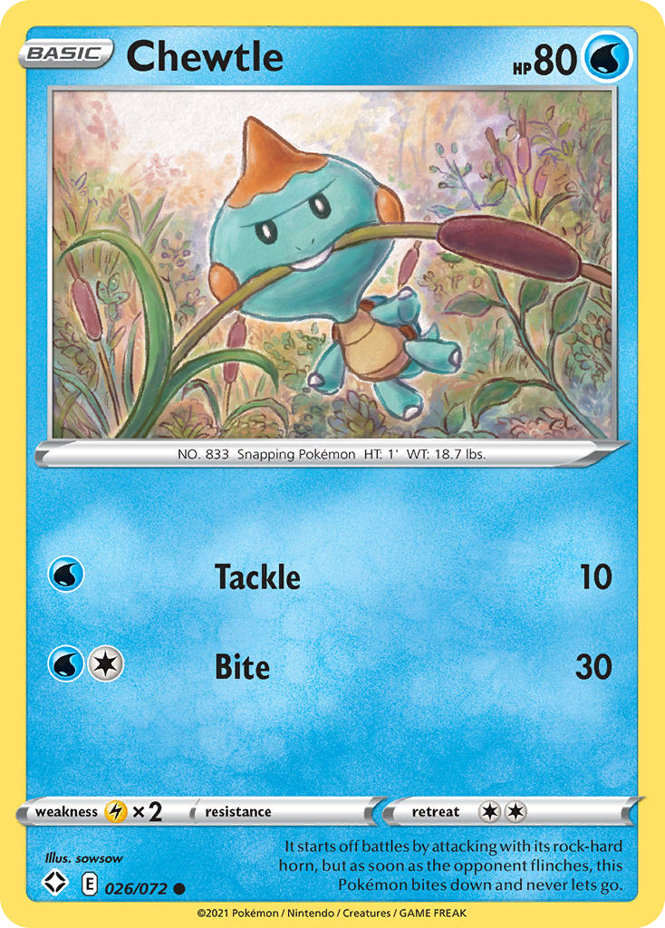 Chewtle - 26/72 - Normal - NM - Common - Shining Fates