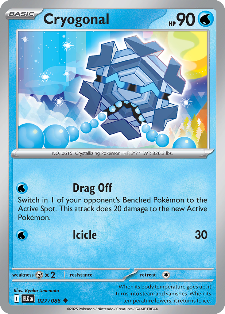 Cryogonal - 27/86 - Reverse Holofoil - NM - Uncommon - Black Bolt
