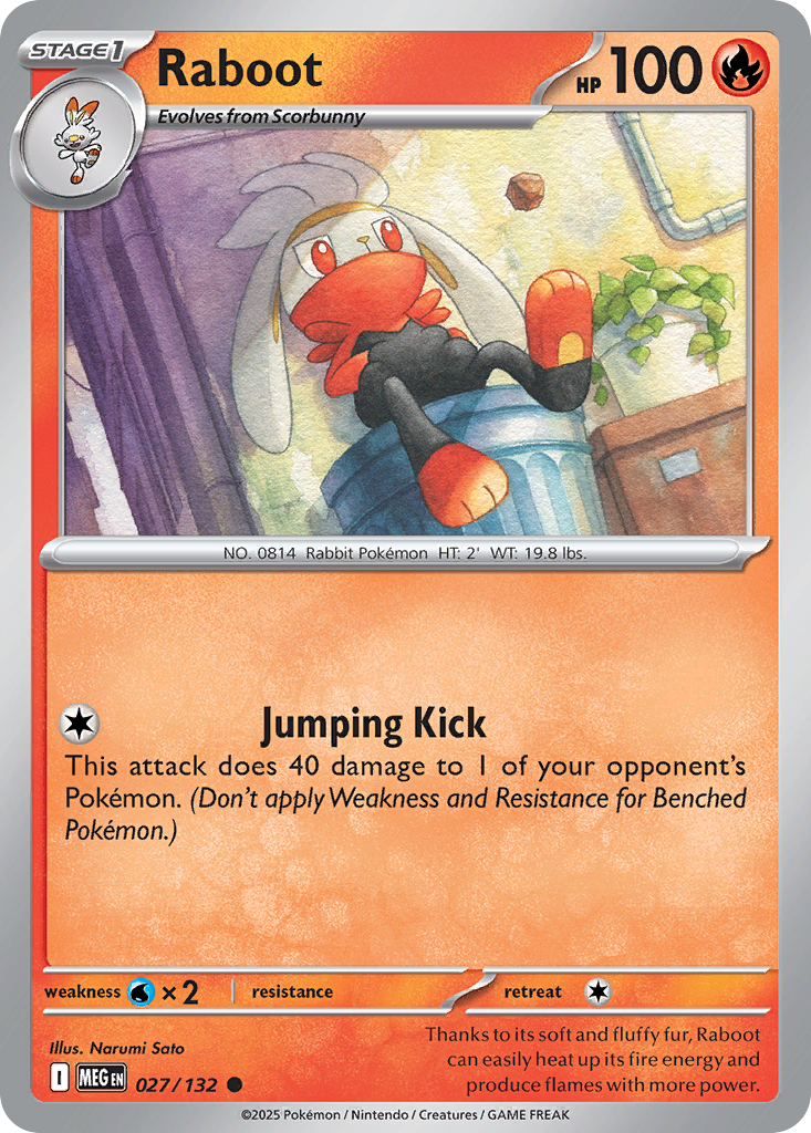 Raboot - 27/132 - Reverse Holofoil - NM - Common - Mega Evolution