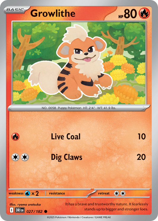 Growlithe - 27/182 - Reverse Holofoil - NM - Common - Destined Rivals