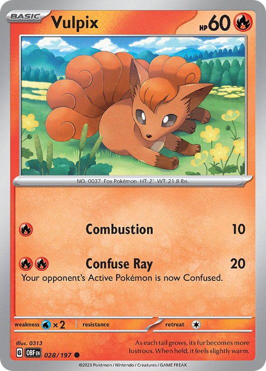 Vulpix - 28/197 - Reverse Holofoil - NM - Common - Obsidian Flames