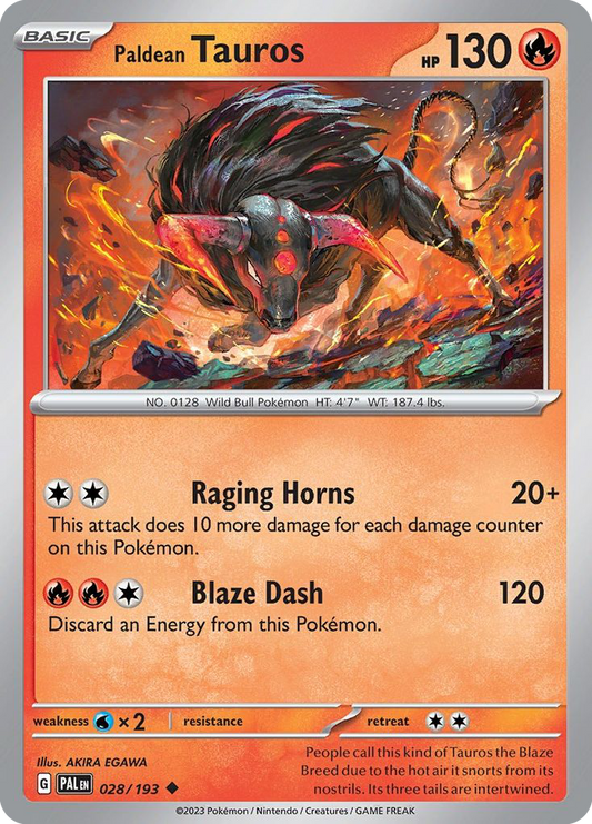 Paldean Tauros - 28/193 - Reverse Holofoil - NM - Uncommon - Paldea Evolved