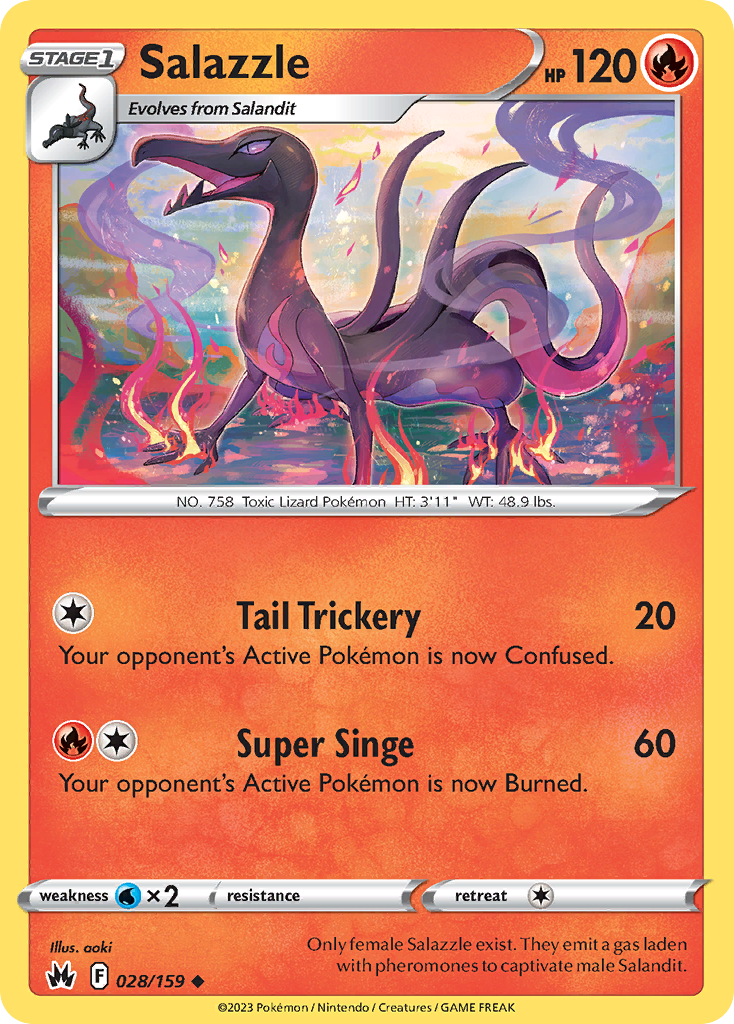 Salazzle - 28/159 - Normal - NM - Uncommon - Crown Zenith