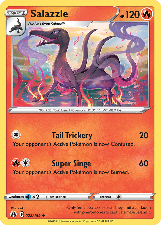 Salazzle - 28/159 - Normal - NM - Uncommon - Crown Zenith