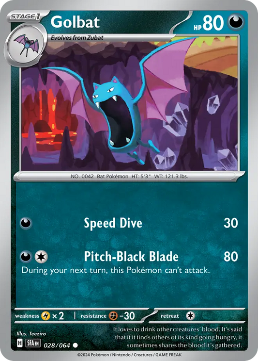 Golbat - 28/64 - Reverse Holofoil - NM - Common - Shrouded Fable