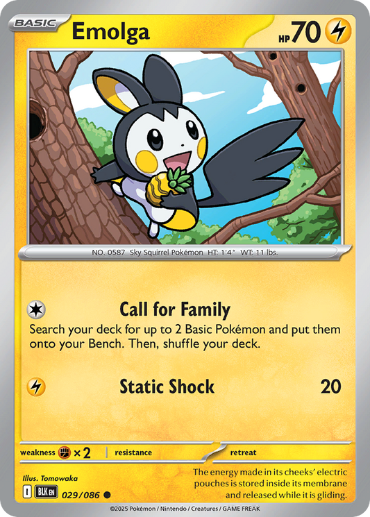 Emolga - 29/86 - Normal - NM - Common - Black Bolt