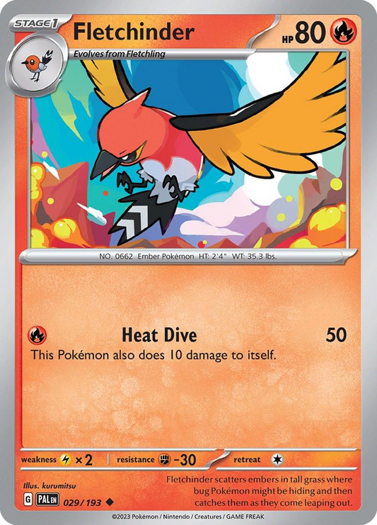 Fletchinder - 29/193 - Reverse Holofoil - NM - Uncommon - Paldea Evolved